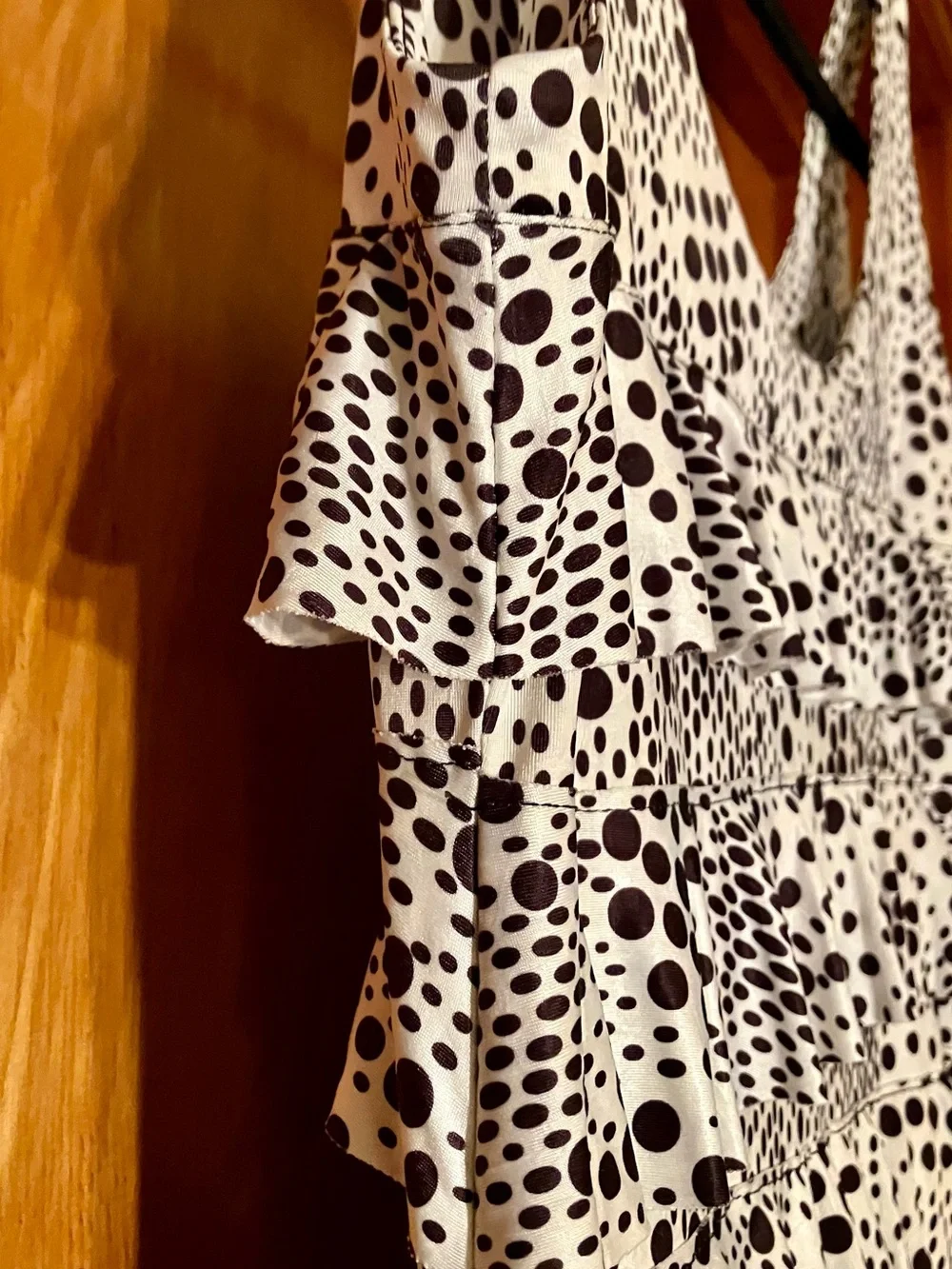 Sleeveless Black & White Polka Dot Mini Dress - Picture 2 of 6